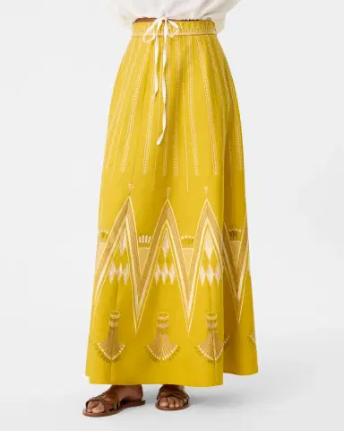Emporio Sirenuse Camille Skirt with Papyrus Embroidery | Thumbnail 2 Emporio Sirenuse Camille Skirt with Papyrus Embroidery | Thumbnail 2