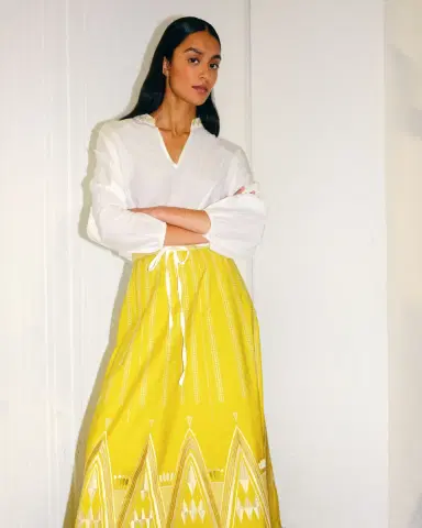 Emporio Sirenuse Camille Skirt with Papyrus Embroidery | Thumbnail 5 Emporio Sirenuse Camille Skirt with Papyrus Embroidery | Thumbnail 5