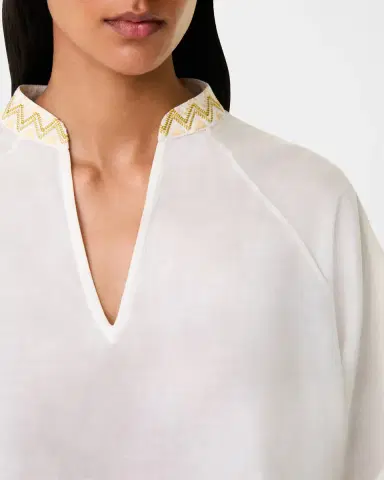 Emporio Sirenuse Circe Top with Papyrus Embroidery | Thumbnail 2 Emporio Sirenuse Circe Top with Papyrus Embroidery | Thumbnail 2