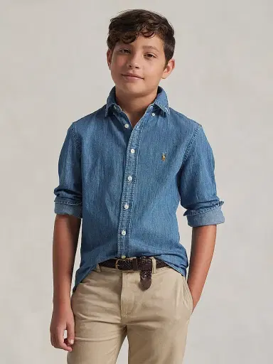 Polo Ralph Lauren Little Boy's & Boy's Chambray Shirt - Dark Blue | Thumbnail 4 Polo Ralph Lauren Little Boy's & Boy's Chambray Shirt - Dark Blue | Thumbnail 4