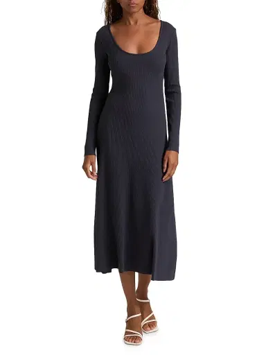 Vince Women's Ribbed Scoopneck Midi-Dress | Thumbnail 2 Vince Women's Ribbed Scoopneck Midi-Dress | Thumbnail 2
