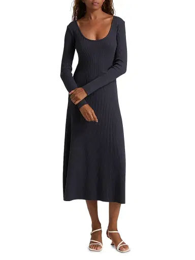 Vince Women's Ribbed Scoopneck Midi-Dress | Thumbnail 3 Vince Women's Ribbed Scoopneck Midi-Dress | Thumbnail 3