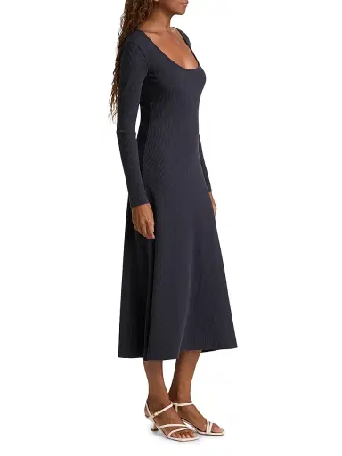 Vince Women's Ribbed Scoopneck Midi-Dress | Thumbnail 4 Vince Women's Ribbed Scoopneck Midi-Dress | Thumbnail 4