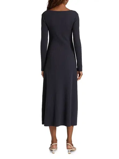 Vince Women's Ribbed Scoopneck Midi-Dress | Thumbnail 5 Vince Women's Ribbed Scoopneck Midi-Dress | Thumbnail 5