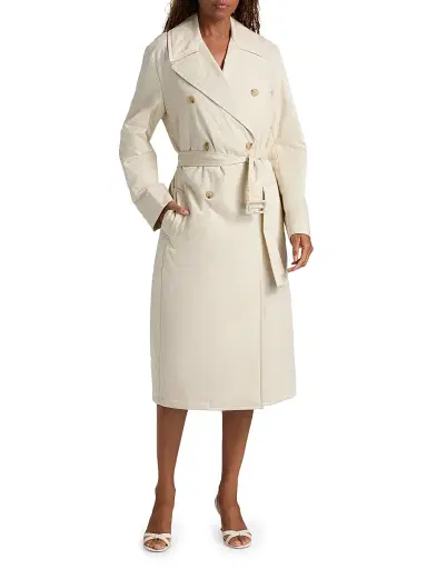 Vince Women's Padded Tie-Waist Cotton Trench Coat | Thumbnail 2 Vince Women's Padded Tie-Waist Cotton Trench Coat | Thumbnail 2