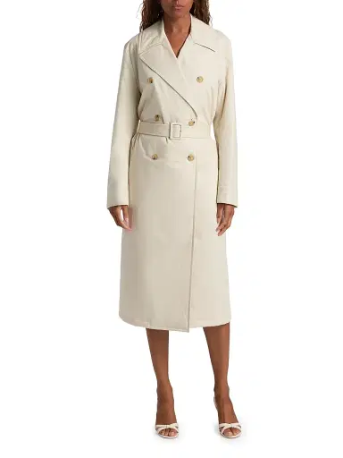 Vince Women's Padded Tie-Waist Cotton Trench Coat | Thumbnail 3 Vince Women's Padded Tie-Waist Cotton Trench Coat | Thumbnail 3
