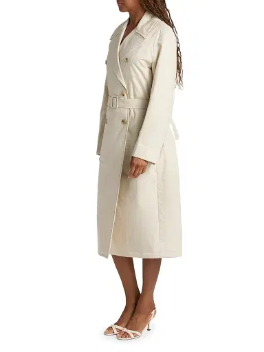 Vince Women's Padded Tie-Waist Cotton Trench Coat | Thumbnail 4 Vince Women's Padded Tie-Waist Cotton Trench Coat | Thumbnail 4