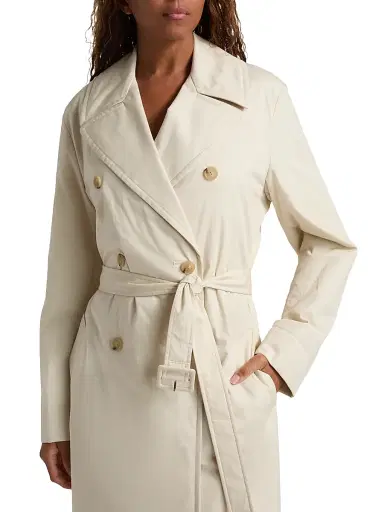 Vince Women's Padded Tie-Waist Cotton Trench Coat | Thumbnail 6 Vince Women's Padded Tie-Waist Cotton Trench Coat | Thumbnail 6