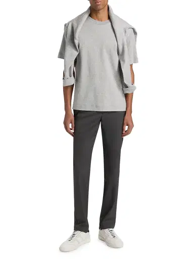 Vince Men's Peached Face Jersey Crewneck T-Shirt - Heather Grey | Thumbnail 2 Vince Men's Peached Face Jersey Crewneck T-Shirt - Heather Grey | Thumbnail 2