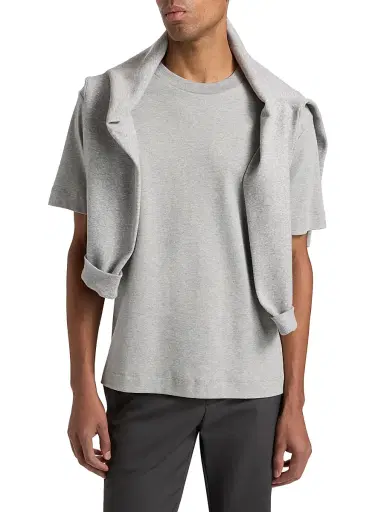 Vince Men's Peached Face Jersey Crewneck T-Shirt - Heather Grey | Thumbnail 3 Vince Men's Peached Face Jersey Crewneck T-Shirt - Heather Grey | Thumbnail 3