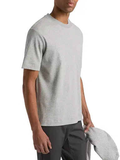 Vince Men's Peached Face Jersey Crewneck T-Shirt - Heather Grey | Thumbnail 4 Vince Men's Peached Face Jersey Crewneck T-Shirt - Heather Grey | Thumbnail 4