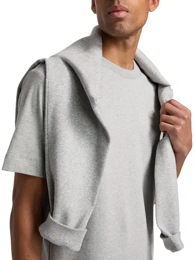 Vince Men's Peached Face Jersey Crewneck T-Shirt - Heather Grey | Thumbnail 6 Vince Men's Peached Face Jersey Crewneck T-Shirt - Heather Grey | Thumbnail 6