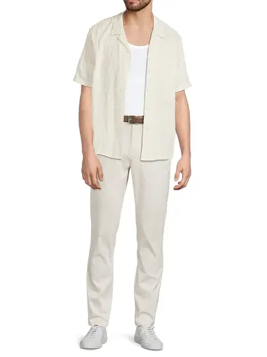 Vince Men's Embroidered Floral Camp Shirt - Blanco | Thumbnail 2 Vince Men's Embroidered Floral Camp Shirt - Blanco | Thumbnail 2