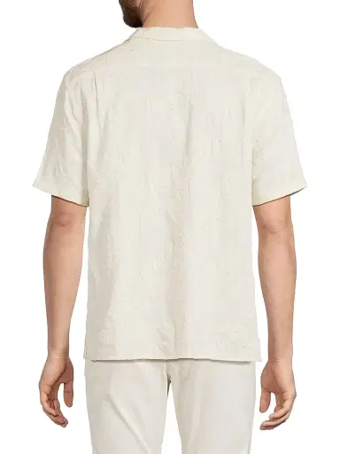 Vince Men's Embroidered Floral Camp Shirt - Blanco | Thumbnail 5 Vince Men's Embroidered Floral Camp Shirt - Blanco | Thumbnail 5