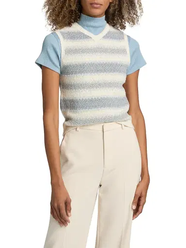 Vince Women's Striped Silk-Linen Sweater Vest | Thumbnail 3 Vince Women's Striped Silk-Linen Sweater Vest | Thumbnail 3