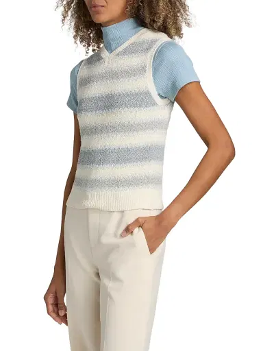 Vince Women's Striped Silk-Linen Sweater Vest | Thumbnail 4 Vince Women's Striped Silk-Linen Sweater Vest | Thumbnail 4