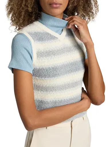Vince Women's Striped Silk-Linen Sweater Vest | Thumbnail 6 Vince Women's Striped Silk-Linen Sweater Vest | Thumbnail 6
