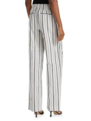 Vince Women's Resort Striped Cotton-Blend Drawstring Pants - White Black | Thumbnail 5 Vince Women's Resort Striped Cotton-Blend Drawstring Pants - White Black | Thumbnail 5