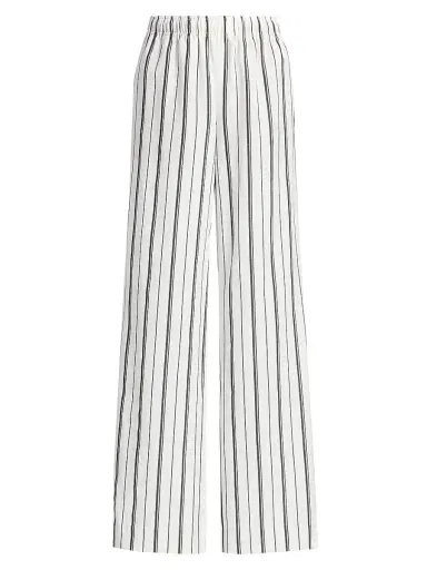 Vince Women's Resort Striped Cotton-Blend Drawstring Pants - White Black | Thumbnail 1 Vince Women's Resort Striped Cotton-Blend Drawstring Pants - White Black | Thumbnail 1