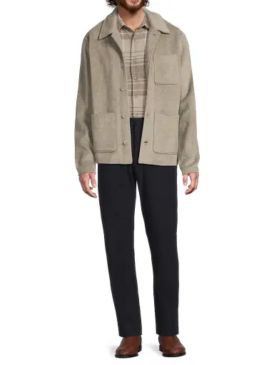 Vince Men's Double Knit Chore Jacket - Dark Dune Light Dune | Thumbnail 2 Vince Men's Double Knit Chore Jacket - Dark Dune Light Dune | Thumbnail 2