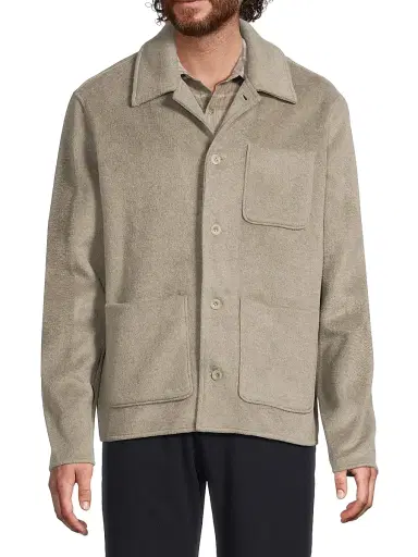 Vince Men's Double Knit Chore Jacket - Dark Dune Light Dune | Thumbnail 3 Vince Men's Double Knit Chore Jacket - Dark Dune Light Dune | Thumbnail 3