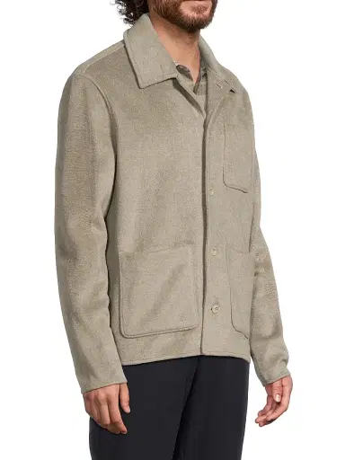 Vince Men's Double Knit Chore Jacket - Dark Dune Light Dune | Thumbnail 4 Vince Men's Double Knit Chore Jacket - Dark Dune Light Dune | Thumbnail 4