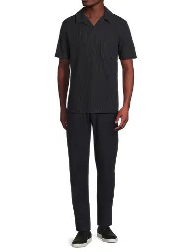 Vince Men's Waffle-Knit Stretch-Cotton Polo Shirt - Coastal | Thumbnail 2 Vince Men's Waffle-Knit Stretch-Cotton Polo Shirt - Coastal | Thumbnail 2