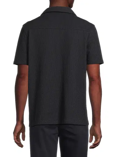 Vince Men's Waffle-Knit Stretch-Cotton Polo Shirt - Coastal | Thumbnail 5 Vince Men's Waffle-Knit Stretch-Cotton Polo Shirt - Coastal | Thumbnail 5