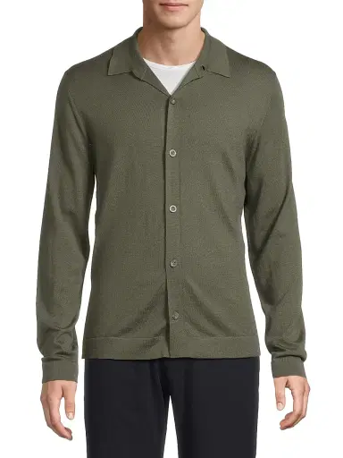 Vince Men's Wool-Blend Polo Sweater - Sycamore | Thumbnail 3 Vince Men's Wool-Blend Polo Sweater - Sycamore | Thumbnail 3