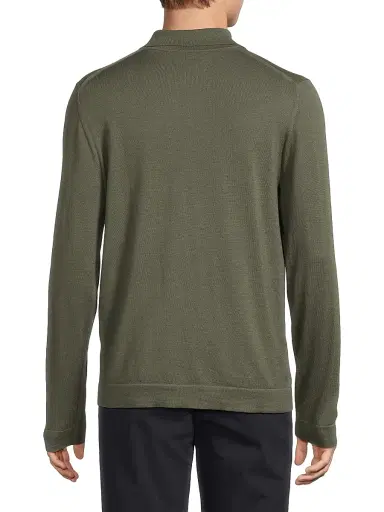 Vince Men's Wool-Blend Polo Sweater - Sycamore | Thumbnail 5 Vince Men's Wool-Blend Polo Sweater - Sycamore | Thumbnail 5