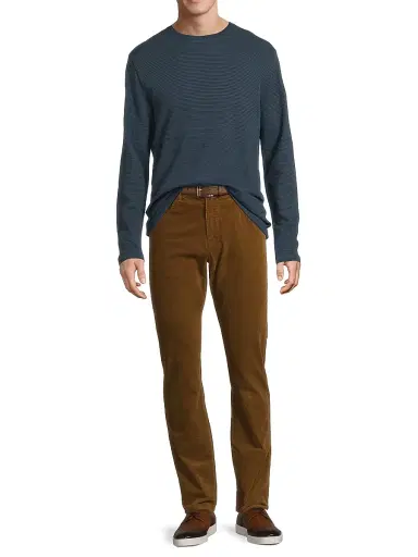Vince Men's Striped Cotton Crewneck Shirt - Clear Lake Rapids | Thumbnail 2 Vince Men's Striped Cotton Crewneck Shirt - Clear Lake Rapids | Thumbnail 2