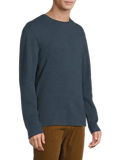 Vince Men's Striped Cotton Crewneck Shirt - Clear Lake Rapids | Thumbnail 4 Vince Men's Striped Cotton Crewneck Shirt - Clear Lake Rapids | Thumbnail 4