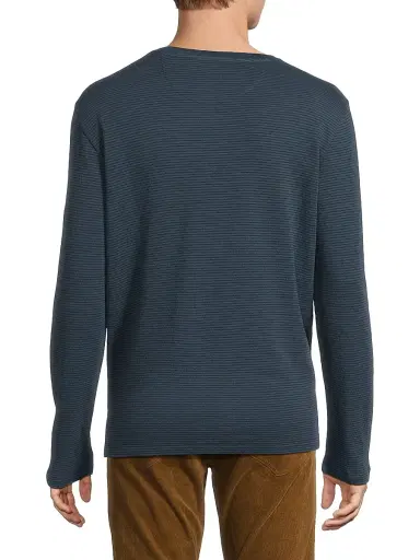 Vince Men's Striped Cotton Crewneck Shirt - Clear Lake Rapids | Thumbnail 5 Vince Men's Striped Cotton Crewneck Shirt - Clear Lake Rapids | Thumbnail 5