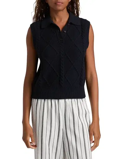 Vince Women's Knit Wool-Blend Polo Vest | Thumbnail 3 Vince Women's Knit Wool-Blend Polo Vest | Thumbnail 3