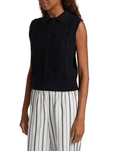 Vince Women's Knit Wool-Blend Polo Vest | Thumbnail 4 Vince Women's Knit Wool-Blend Polo Vest | Thumbnail 4