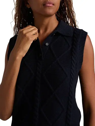 Vince Women's Knit Wool-Blend Polo Vest | Thumbnail 6 Vince Women's Knit Wool-Blend Polo Vest | Thumbnail 6