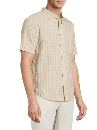 Vince Men's Corbin Checked Cotton-Blend Button-Down Shirt - Mineral Teak | Thumbnail 4 Vince Men's Corbin Checked Cotton-Blend Button-Down Shirt - Mineral Teak | Thumbnail 4