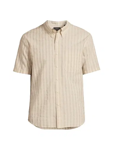 Vince Men's Corbin Checked Cotton-Blend Button-Down Shirt - Mineral Teak | Thumbnail 1 Vince Men's Corbin Checked Cotton-Blend Button-Down Shirt - Mineral Teak | Thumbnail 1
