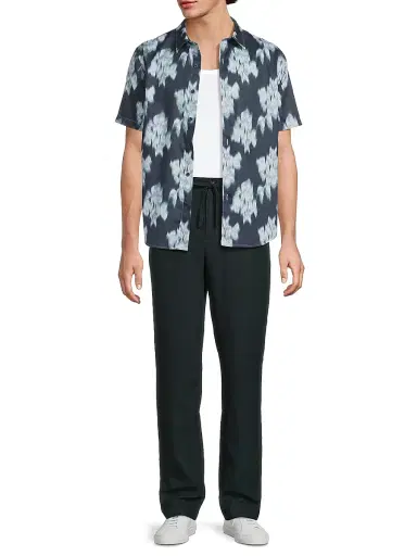 Vince Men's Blurred Roses French-Placket Shirt - Studio Combo | Thumbnail 2 Vince Men's Blurred Roses French-Placket Shirt - Studio Combo | Thumbnail 2