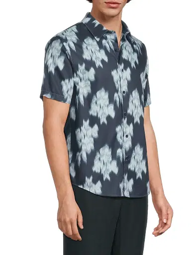 Vince Men's Blurred Roses French-Placket Shirt - Studio Combo | Thumbnail 4 Vince Men's Blurred Roses French-Placket Shirt - Studio Combo | Thumbnail 4