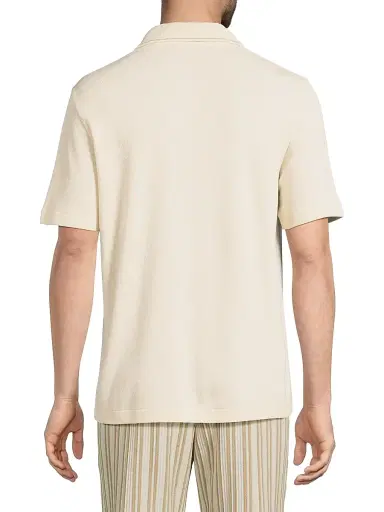 Vince Men's Jacquard Cotton Knit Shirt - Bone River Sand | Thumbnail 5 Vince Men's Jacquard Cotton Knit Shirt - Bone River Sand | Thumbnail 5