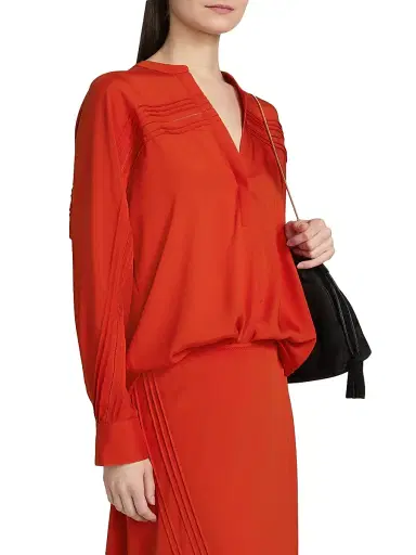 Vince Women's Pintuck Satin Blouse | Thumbnail 4 Vince Women's Pintuck Satin Blouse | Thumbnail 4