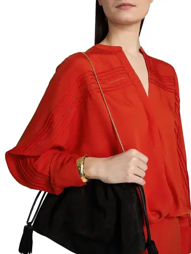 Vince Women's Pintuck Satin Blouse | Thumbnail 6 Vince Women's Pintuck Satin Blouse | Thumbnail 6