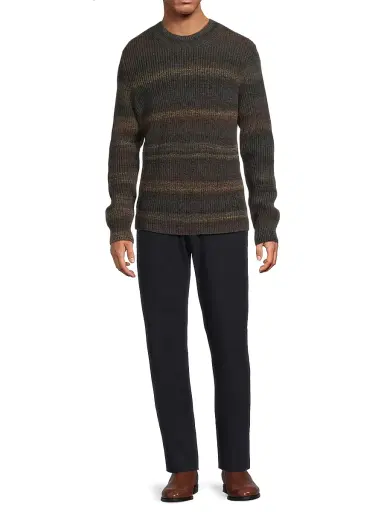 Vince Men's Space-Dye Crewneck Sweater - Black Combo | Thumbnail 2 Vince Men's Space-Dye Crewneck Sweater - Black Combo | Thumbnail 2