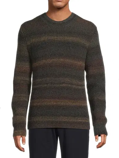 Vince Men's Space-Dye Crewneck Sweater - Black Combo | Thumbnail 3 Vince Men's Space-Dye Crewneck Sweater - Black Combo | Thumbnail 3