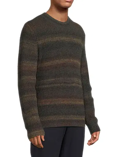 Vince Men's Space-Dye Crewneck Sweater - Black Combo | Thumbnail 4 Vince Men's Space-Dye Crewneck Sweater - Black Combo | Thumbnail 4