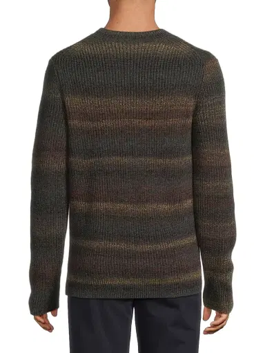 Vince Men's Space-Dye Crewneck Sweater - Black Combo | Thumbnail 5 Vince Men's Space-Dye Crewneck Sweater - Black Combo | Thumbnail 5