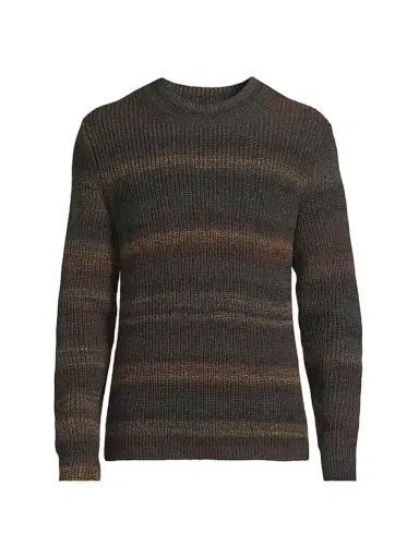 Vince Men's Space-Dye Crewneck Sweater - Black Combo | Thumbnail 1 Vince Men's Space-Dye Crewneck Sweater - Black Combo | Thumbnail 1