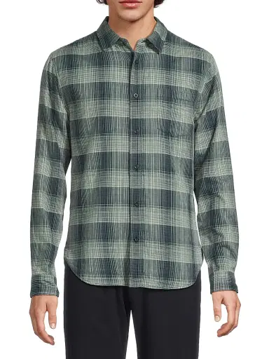 Vince Men's Big Sky Plaid Long-Sleeve Cotton Shirt - Rapids Combo | Thumbnail 3 Vince Men's Big Sky Plaid Long-Sleeve Cotton Shirt - Rapids Combo | Thumbnail 3
