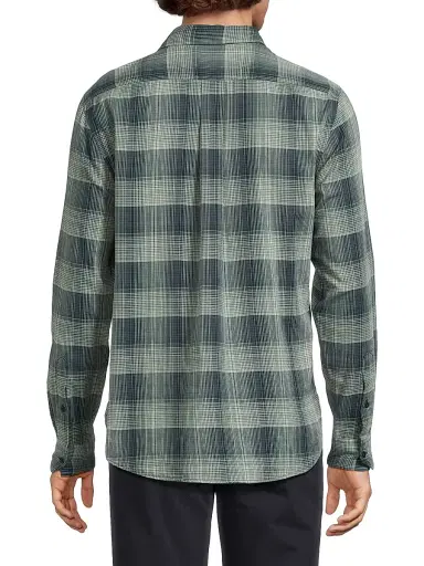 Vince Men's Big Sky Plaid Long-Sleeve Cotton Shirt - Rapids Combo | Thumbnail 5 Vince Men's Big Sky Plaid Long-Sleeve Cotton Shirt - Rapids Combo | Thumbnail 5